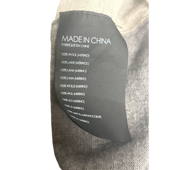 Club Monaco Womens V-Neck Two-Tone Sweater M 100% Merino Wool Gray & Beige - Picture 4 of 6